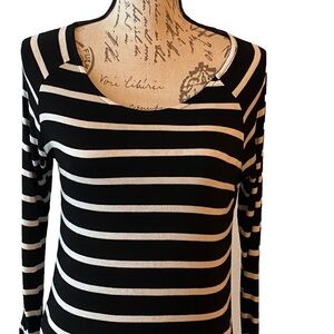 Vanilla Bay Tunic Black and White Striped Dress (see measurements)